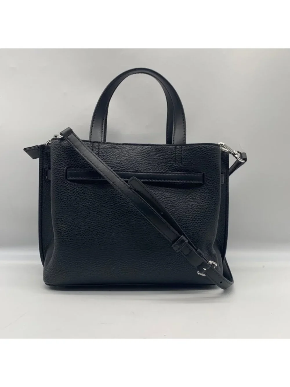 Michael Kors Black Emilia Small Pebbled Leather Satchel Bag